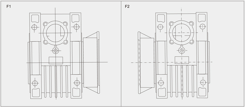 NMRV+NMRV双蜗轮减速机法兰位置图